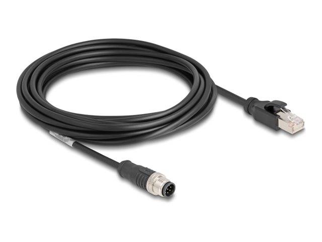 DELOCK M12 Kabel A-kodiert 8 Pin St. zu RJ45 St. PVC 5 m