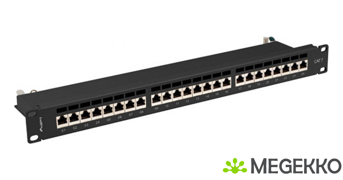 Lanberg Patchpanel 24-Port 1U 19 Cat. 7 FTP afgeschermd zwart.