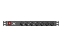Lanberg PDU stekker omlijsting 19 1U 7x Schuko C14 2m zwart.