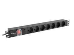 Lanberg PDU stekker omlijsting 19 1U 7x Schuko 2m zwart