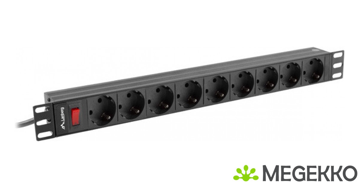 Lanberg PDU stekker omlijsting 19 1U 9x Schuko 3m zwart