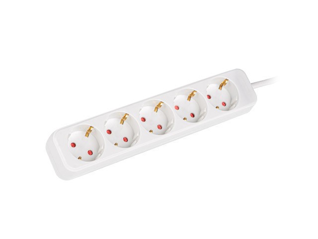 Lanberg stekker omlijsting 5x Schuko, koper, 3m weiß