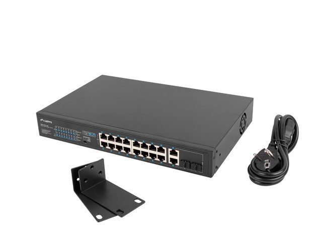 Lanberg Switch 16X 100MB DSP+/2X1GB/1XSFP Rack 10/19 150W