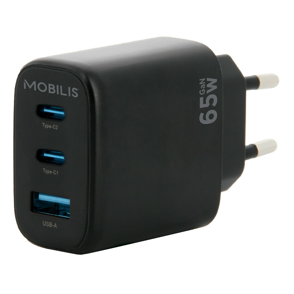 Mobilis Wall Charger - 65W - 2USB C + 1USB A - GaN
