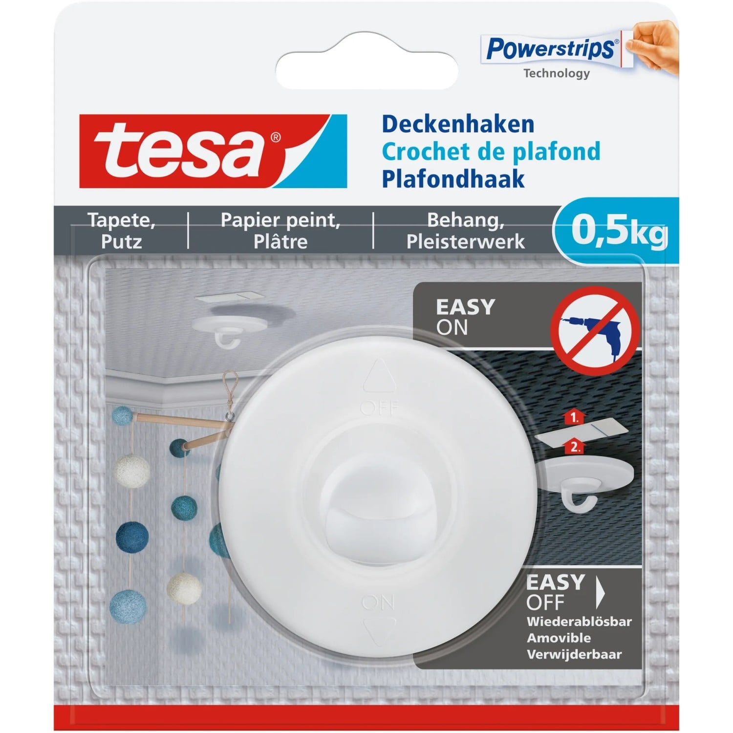 tesa Deckenhaken Tapete&Putz 0.5kg