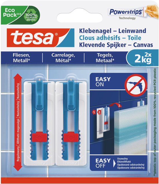 tesa Klebenagel-scherm Fliese&Metall 2 x 2kg verstelbaar