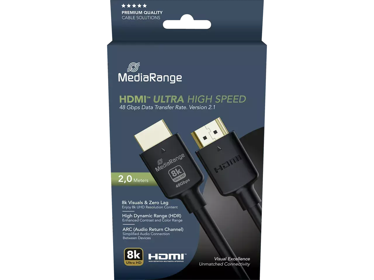 MediaRange HDMI Ultra High Speed Ethernet Kabel 48Gibt/s 2m