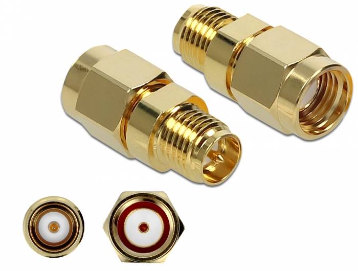 DELOCK Adapter RP-SMA stekker zu RP-SMA verloop stekker 10 GHz
