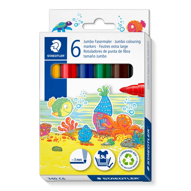 STAEDTLER Fasermaler Noris Jumbo 6er-Set retail