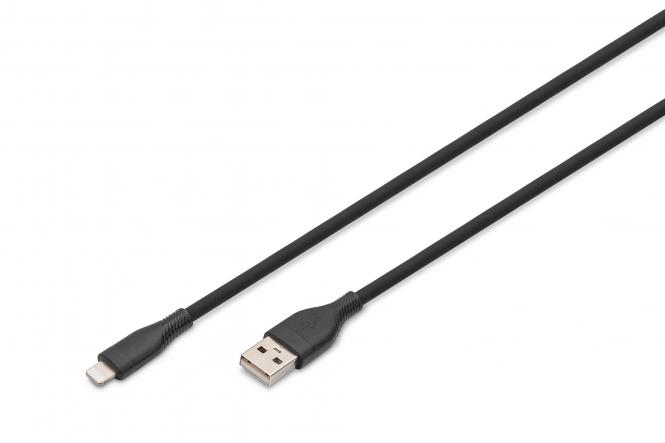 DIGITUS USB 2.0 Kabel Type A-Lightning Silicon 2m MFI zwart