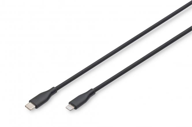 DIGITUS USB 2.0 Kabel Type C-Lightning Silicon 1m MFI zwart