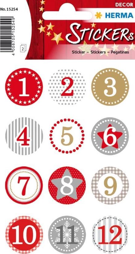 HERMA DECOR ADVENTSKALENDERZ.1-24, ROT Ø 2 cm
