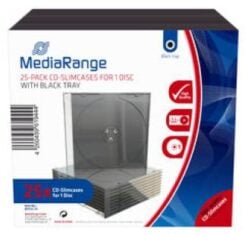 MediaRange CD-Slimcases f. 1 Disc m. zwart Tray 25er-Pack