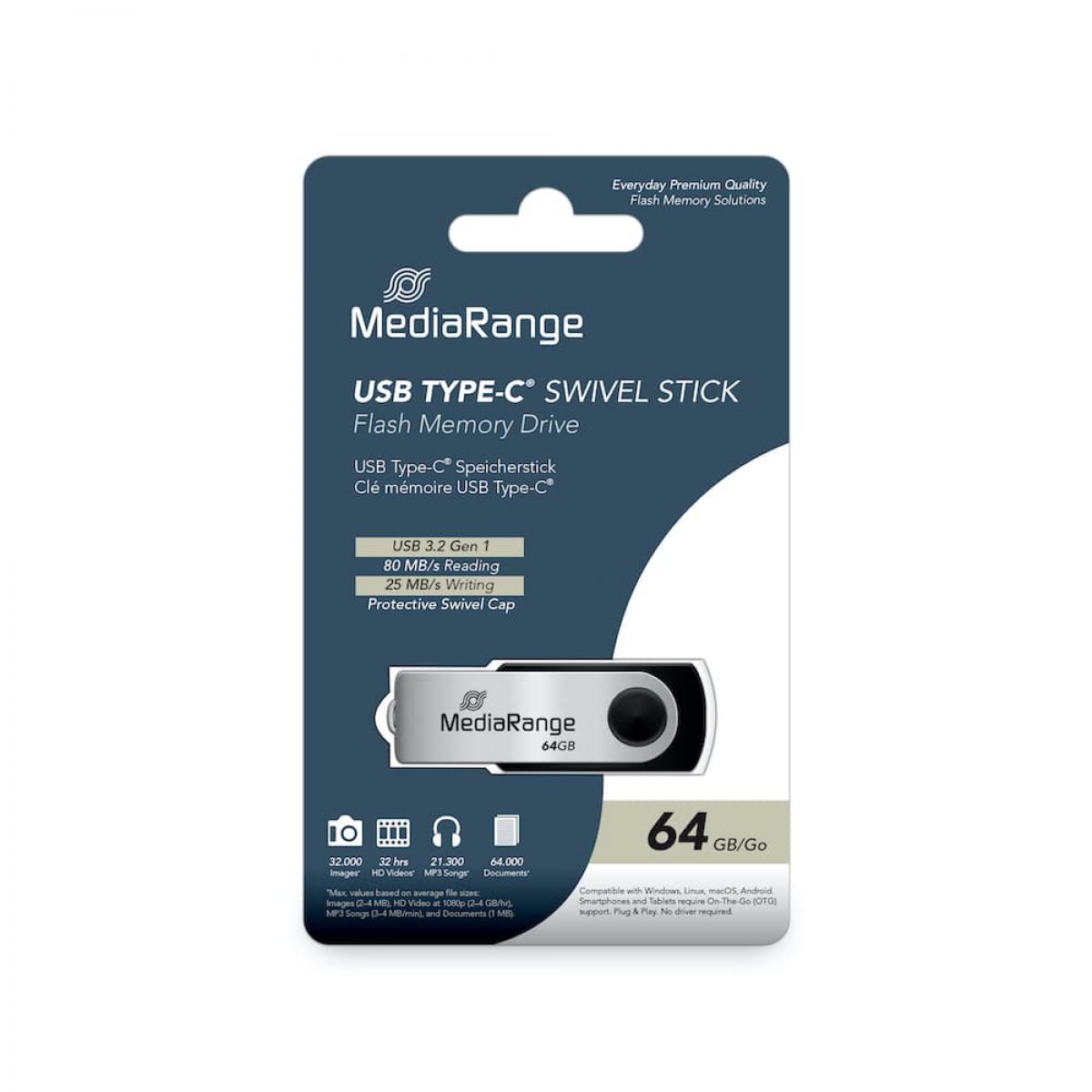 MediaRange USB-Stick USB 3.2 Gen1 USB-C 64GB