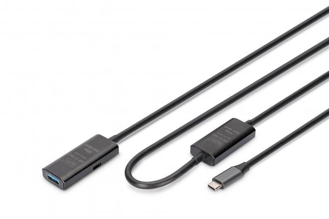 DIGITUS Verlängerungskabel USB-C->USB-A St./Bu. 10G 10,00m