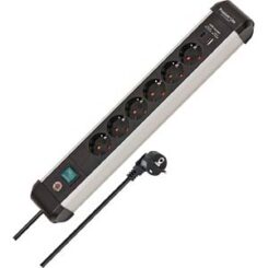stekkerdoos Premium ALU Line 6fach zwart *DE*