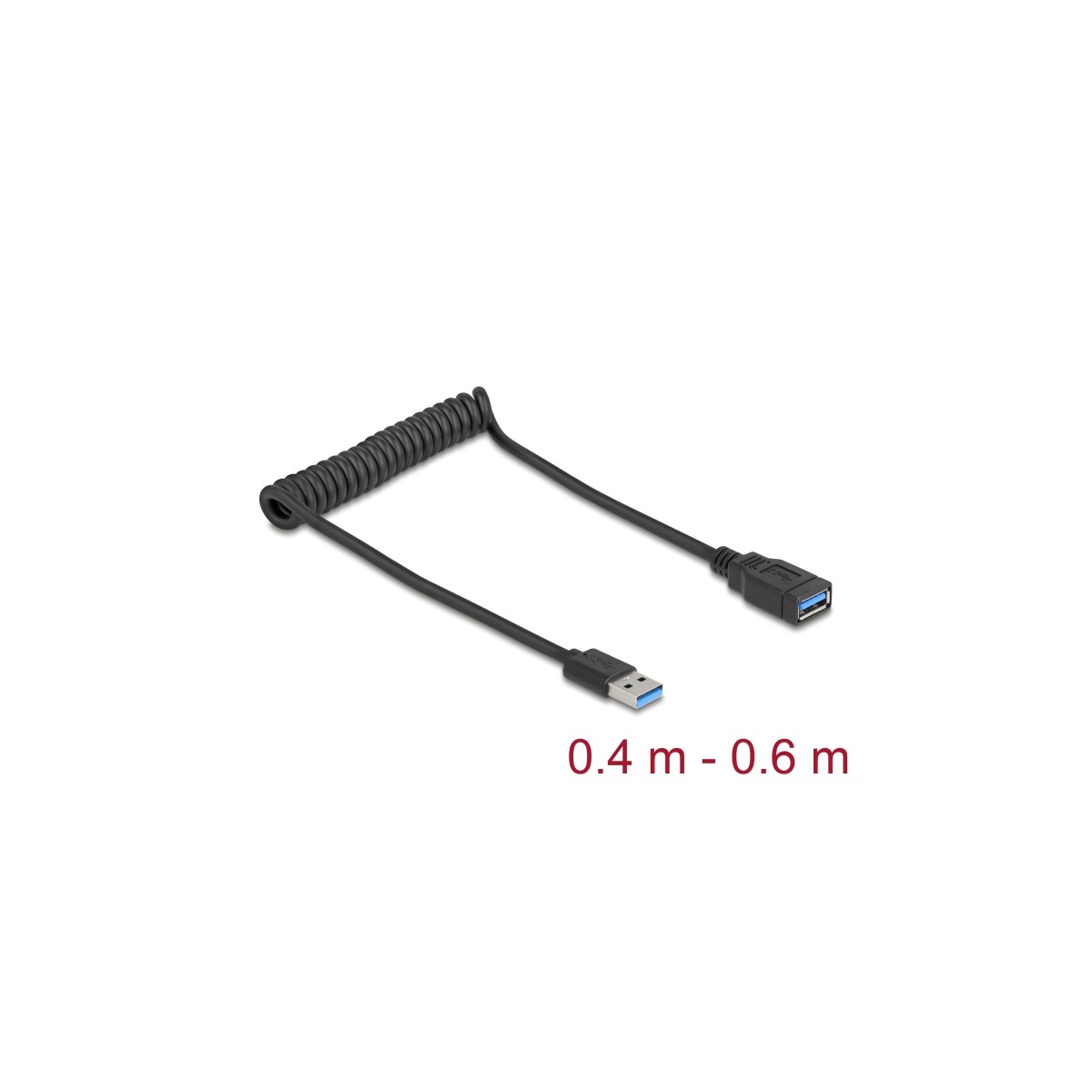 DELOCK USB 5 Gbps Spiralkabel Type-A stekker zu Type-A verloop stekker