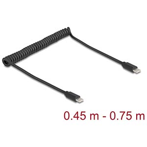 DELOCK USB 2.0 Type-C Spiralkabel stekker-stekker 0,45-0,75m