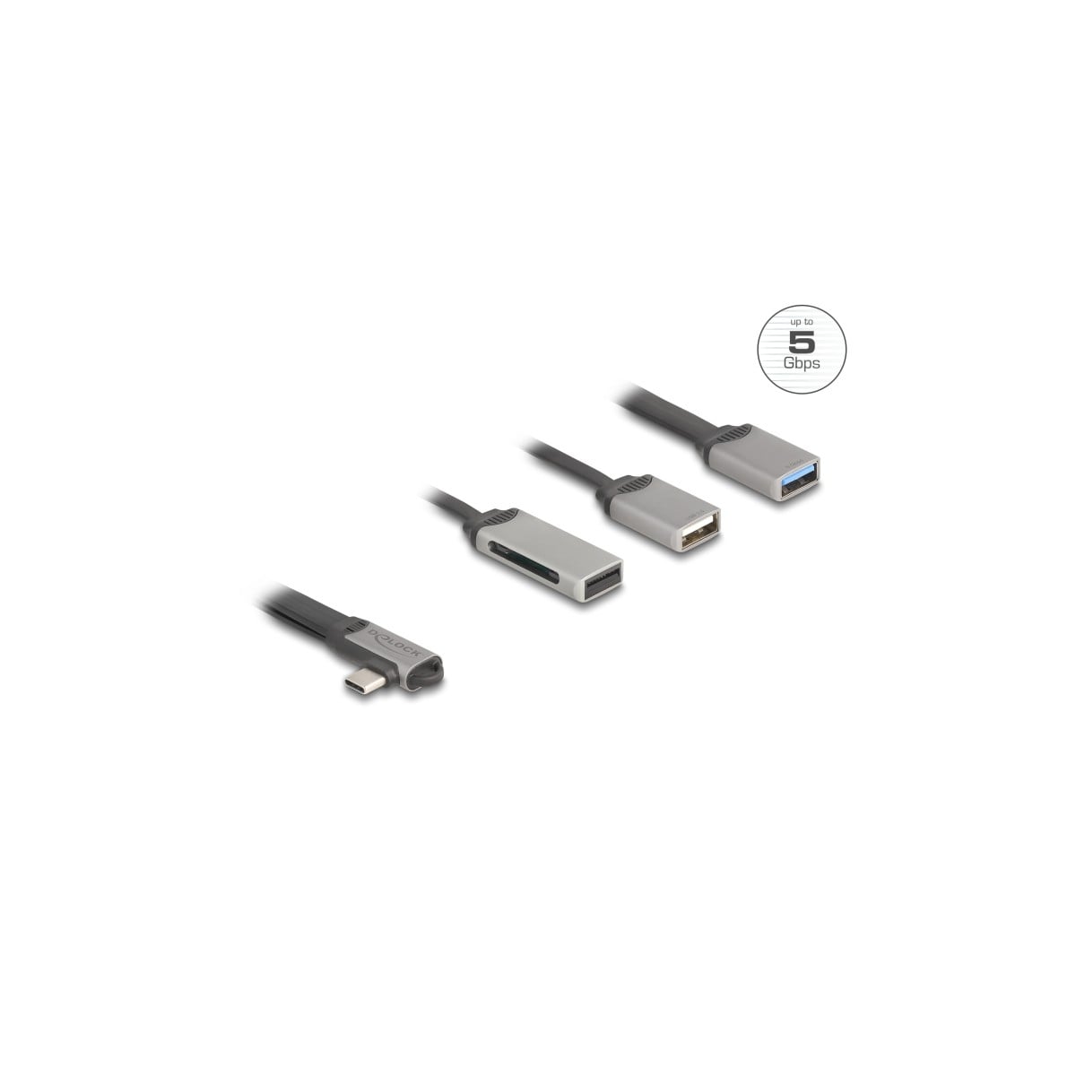 DELOCK 2 Port USB Hub inklusive SD en Micro SD Card Reader