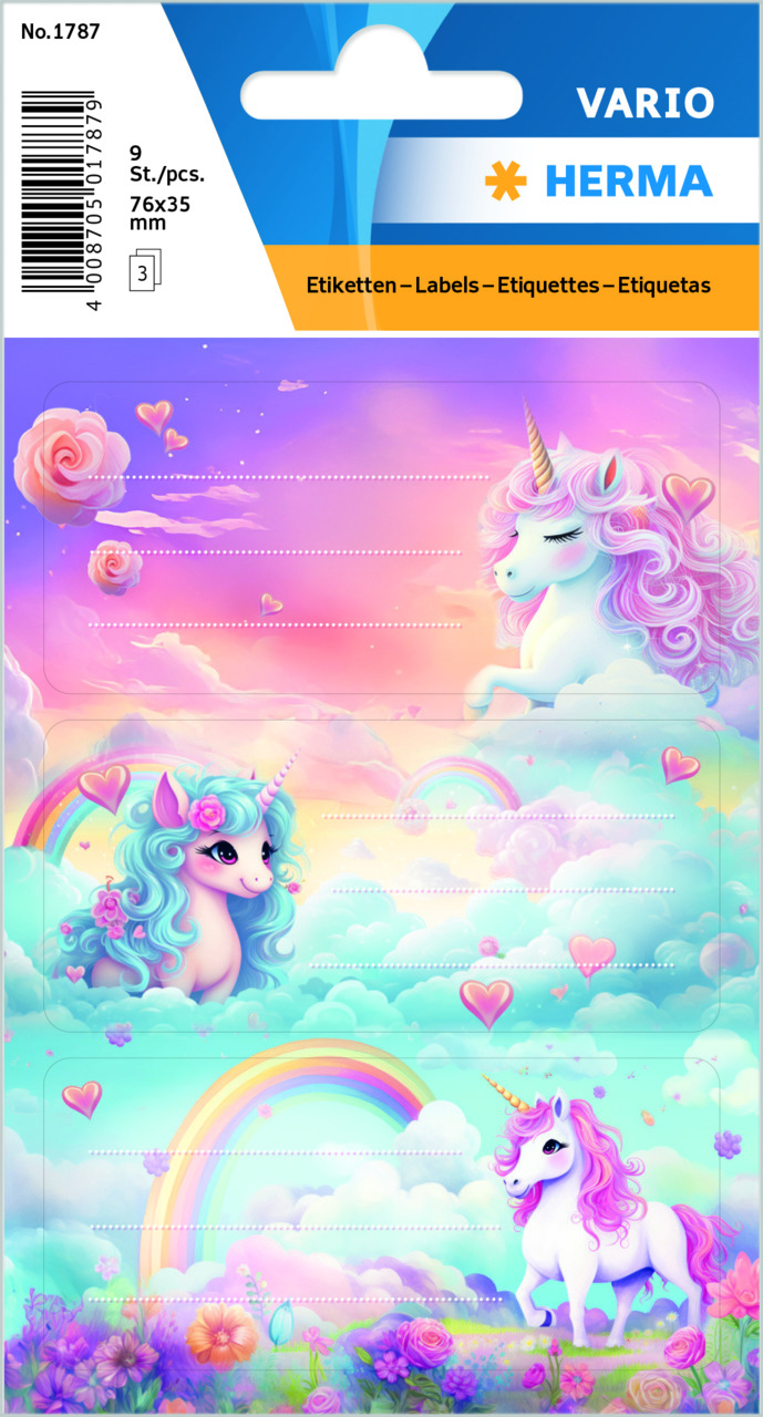 HERMA SCHULETIKETTEN VARIO HAPPY UNICORNS