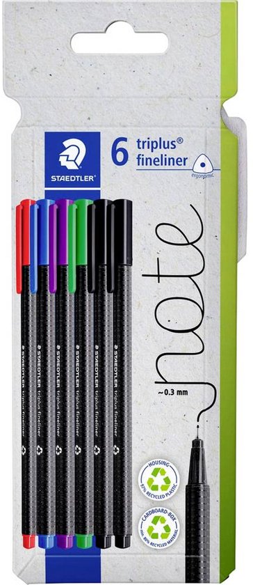 STAEDTLER fineliner triplus rPP, 6 stuks