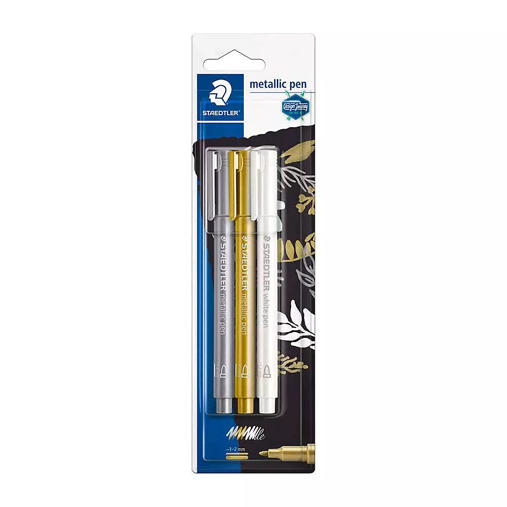 STAEDTLER Marker metallic pen gold, silber & white BK retail