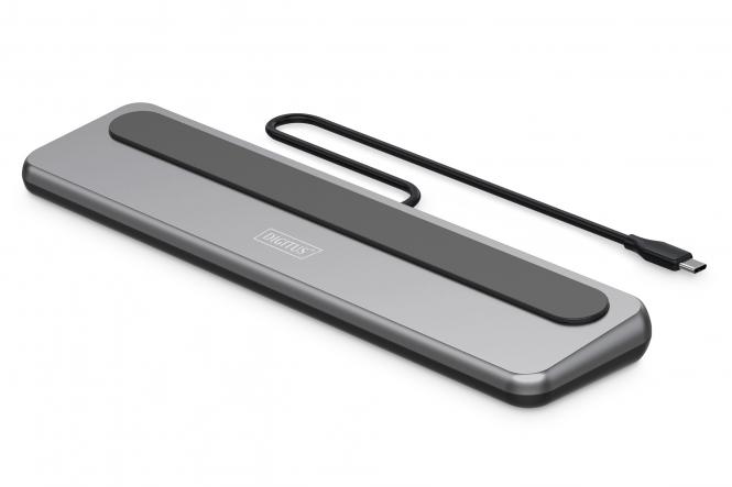 DIGITUS Docking USB-C->HDMI,DP,USBA,USBC,RJ45,PD silber