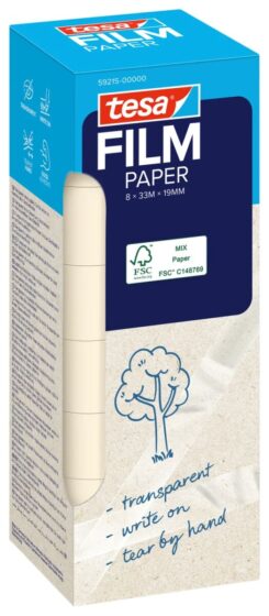 tesafilm PAPIER 8x 33mx19mm transp. zum beschriften faltsch.