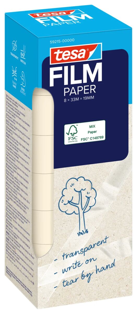 tesafilm PAPIER 8x 33mx19mm transp. zum beschriften faltsch.