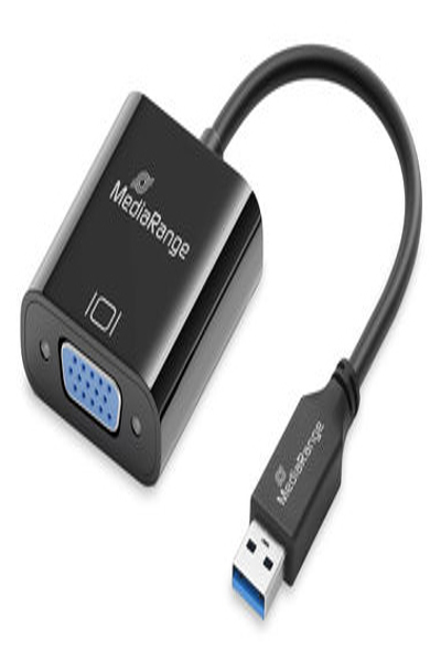 MediaRange USB-A 3.0 auf VGA(HD15)Video Konverter, 20cm, sw