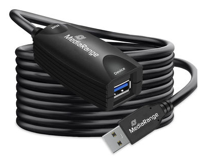 MediaRange Aktives USB-Verlängerungskabel, USB 3.0, 5m, sw
