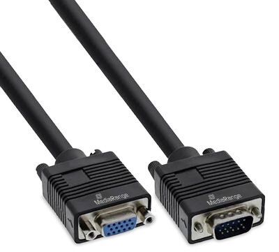MediaRange VGA Verlängerungskabel, 2m, Schwarz