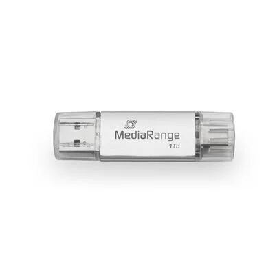 MediaRange USB-Stick 3.2 Gen 1 USB-A und USB-C, 1TB silber
