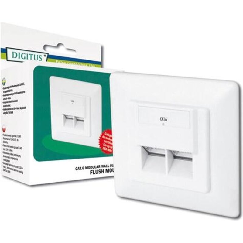 DIGITUS Unterputzdose Cat6 2xRJ45 afgeschermd wit