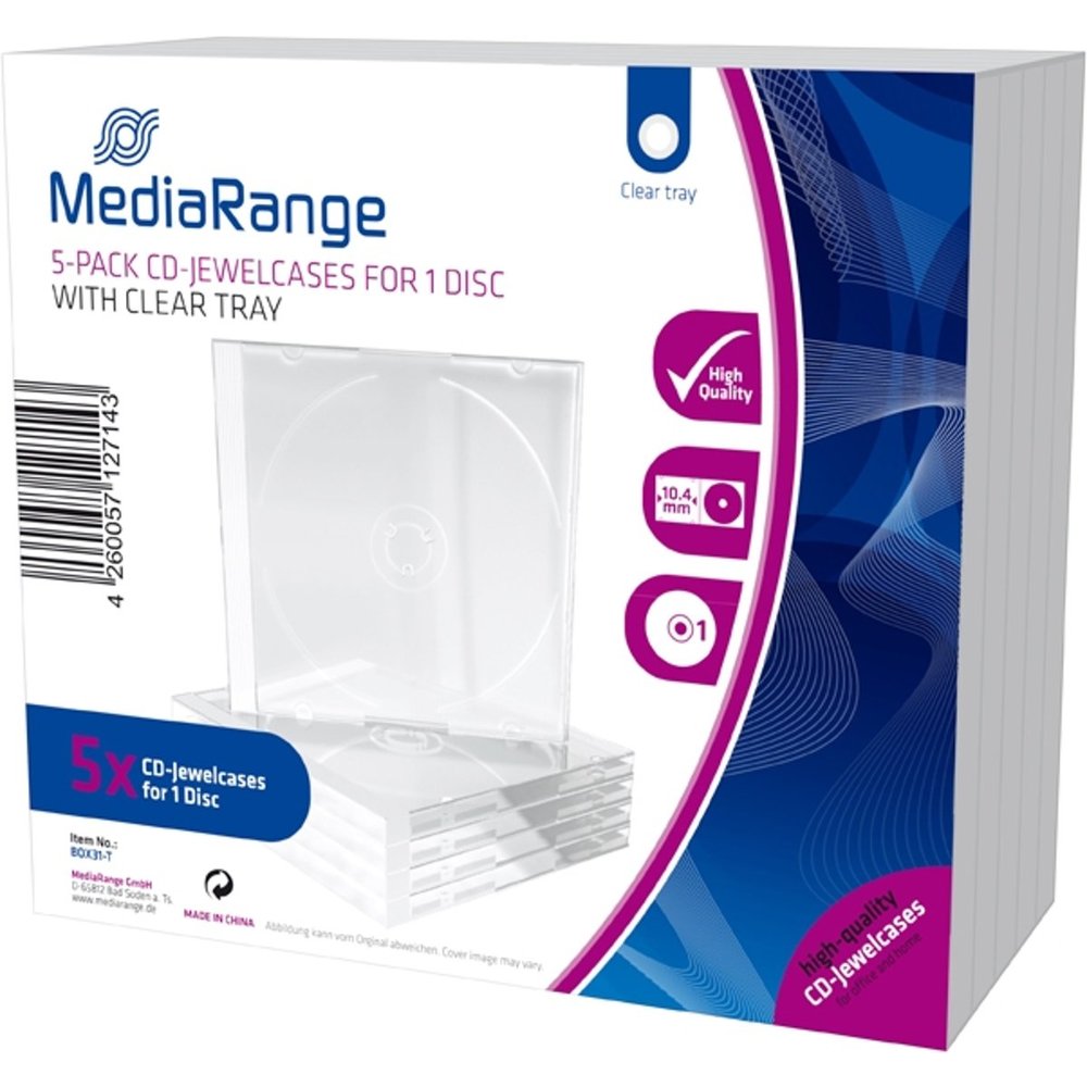 MediaRange CD doosje 5pcs Single clear retail