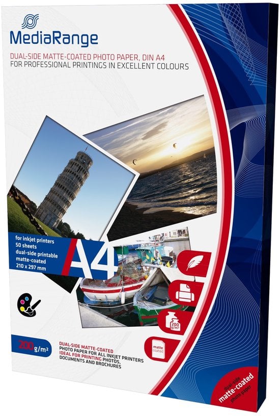 MediaRange Papier Inkjet mat aan beide zijden A4 200g 50 Pag.