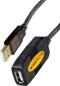 DELOCK USB Verl. A -> A St/Bu 5.00m aktiv zwart