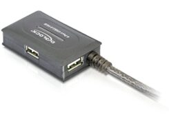DELOCK USB Verl. A -> 4x A St/Bu 10.00m aktiv grijs