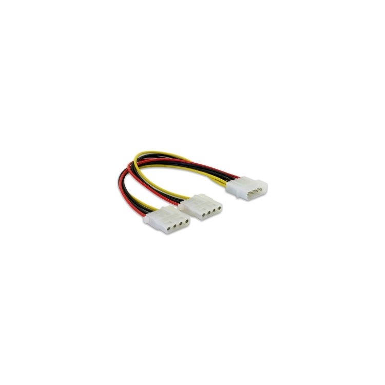 DELOCK Stroomkabel Molex 4pin -> 2x Molex 4pin St/Bu/Bu