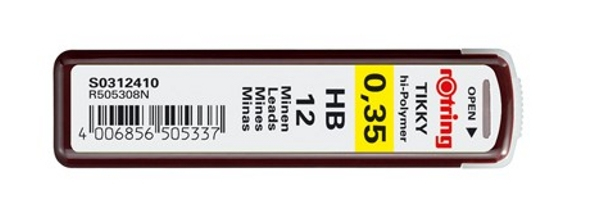 ROTRING Feinmine Dose Feinminen 12 stuks 0,3 HB