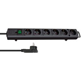 stekkerdoos Steckdosenl. Comfort-Line 6x 2m Flachst. zwart