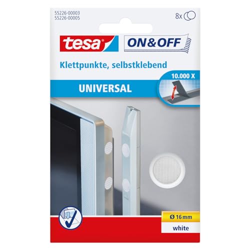 tesa ON&OFF universele Klettpunkte weiß 8 St. 16mm rond