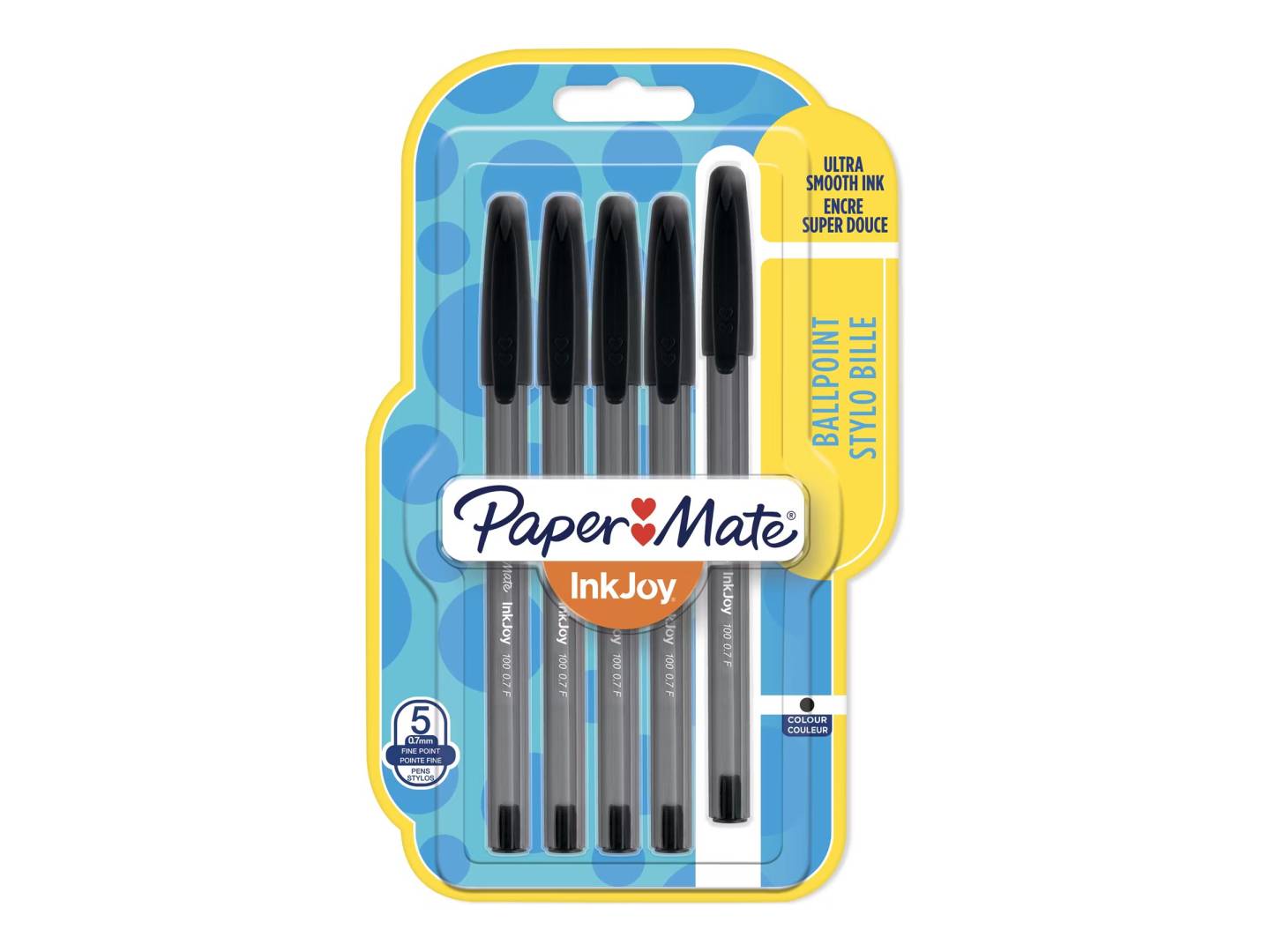 PAPER MATE Balpen InkJoy 100 Kappe 5er zwart M 1.0mm Blister