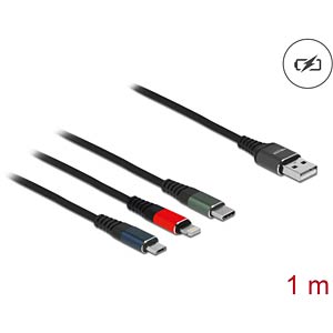 DELOCK USB oplaadkabel 3in1 Lightning/Micro USB/USB Type-C 1m