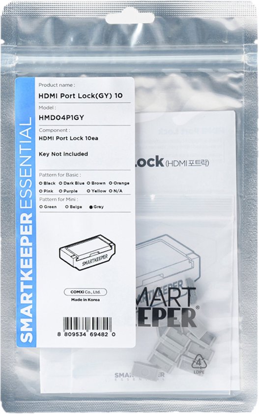 SmartKeeper Mini HDMI Port Blocker grijs 10 Stk.