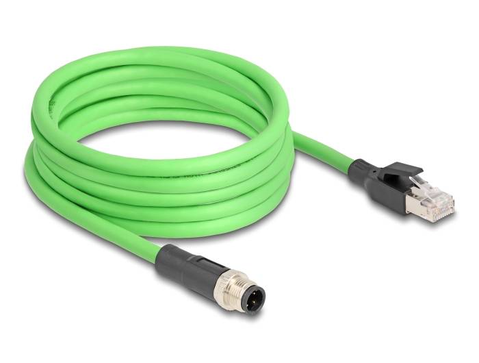 DELOCK M12 Kabel D-kodiert 4 Pin St. zu RJ45 St. PUR(TPU) 5m