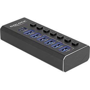 Delock 7Port USB Hub met 3 Ports 10 Gbps en 4 SchnellladeP