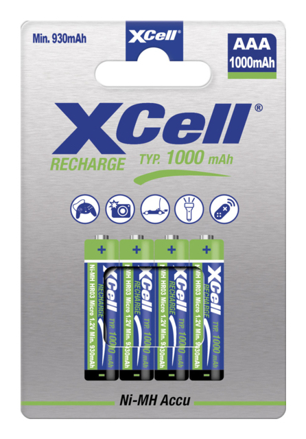 XCell Akku X1000  Ni-MH  Micro AAA 1,2V 1000mAh  4St.