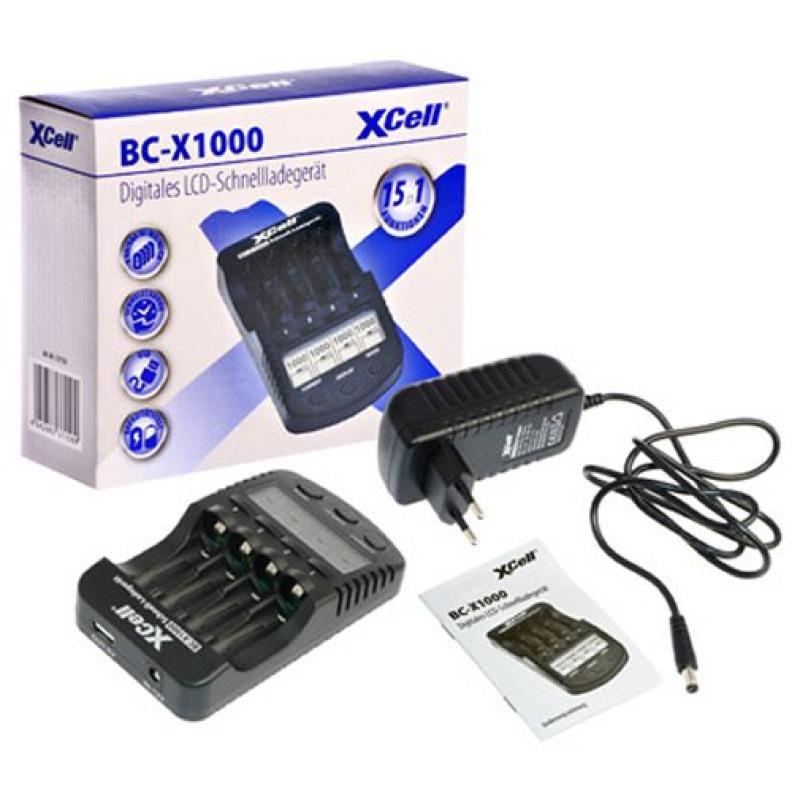 XCell Schnellladegerät BC-X1000 1-4x AAA, AA  LCD-Display