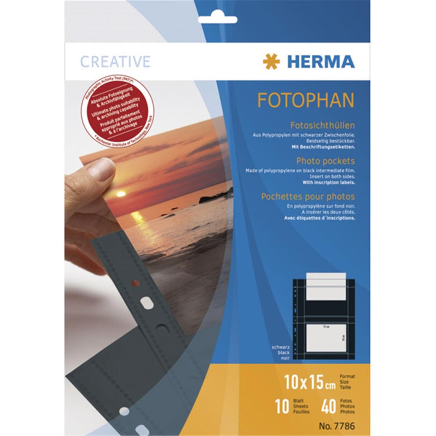 HERMA Fotosichthüllen 100 x 150 mm quer zwart 10 Covers